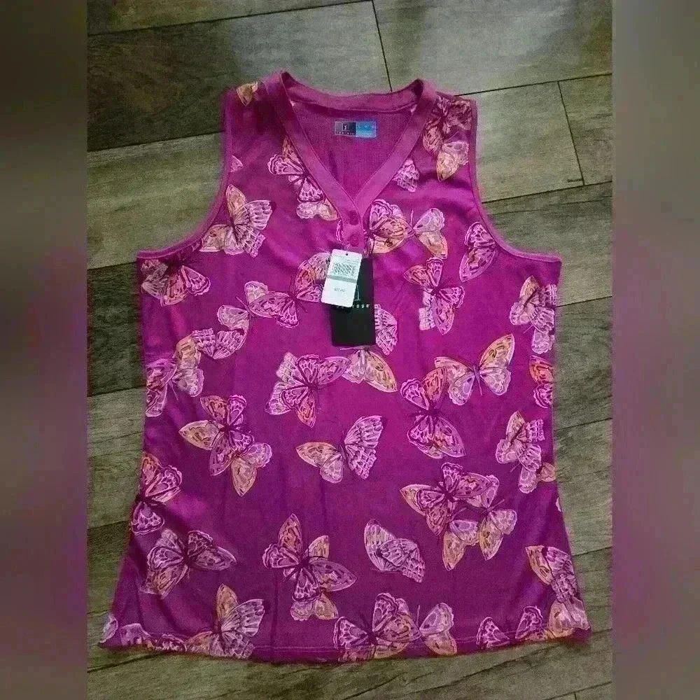 PGA TOUR pink tank top womens size large New With Tag